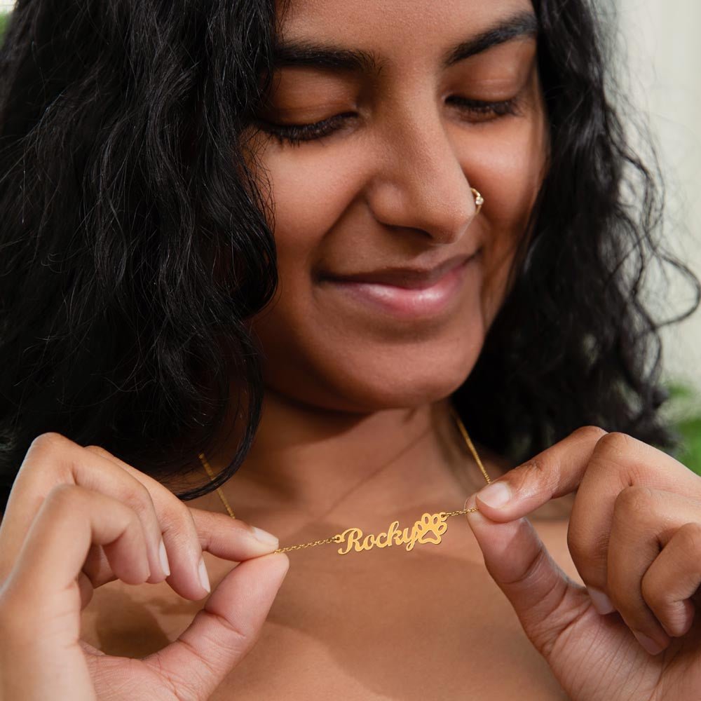 Classic Paw Print Name Necklace - Fallon Gifts