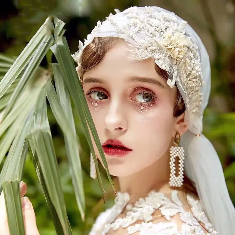 Cute Bride Handcrafted Embroidered Sequin Veil Hat - Fallon Gifts