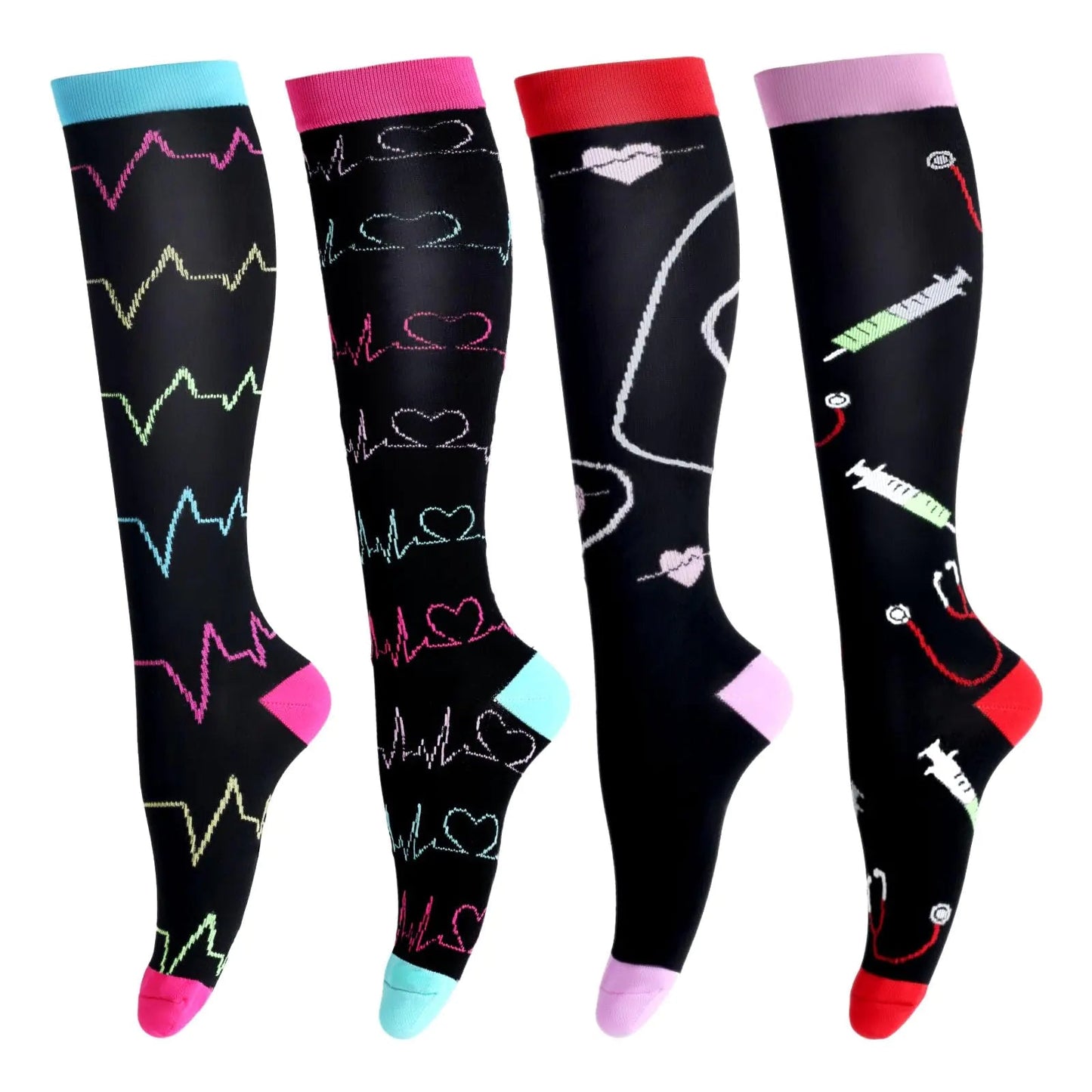 LEOSTEP Compression Socks for Women & Men Circulation Long Stockings Support for Nurses Pregnant Hiking Riding Running - Fallon Gifts