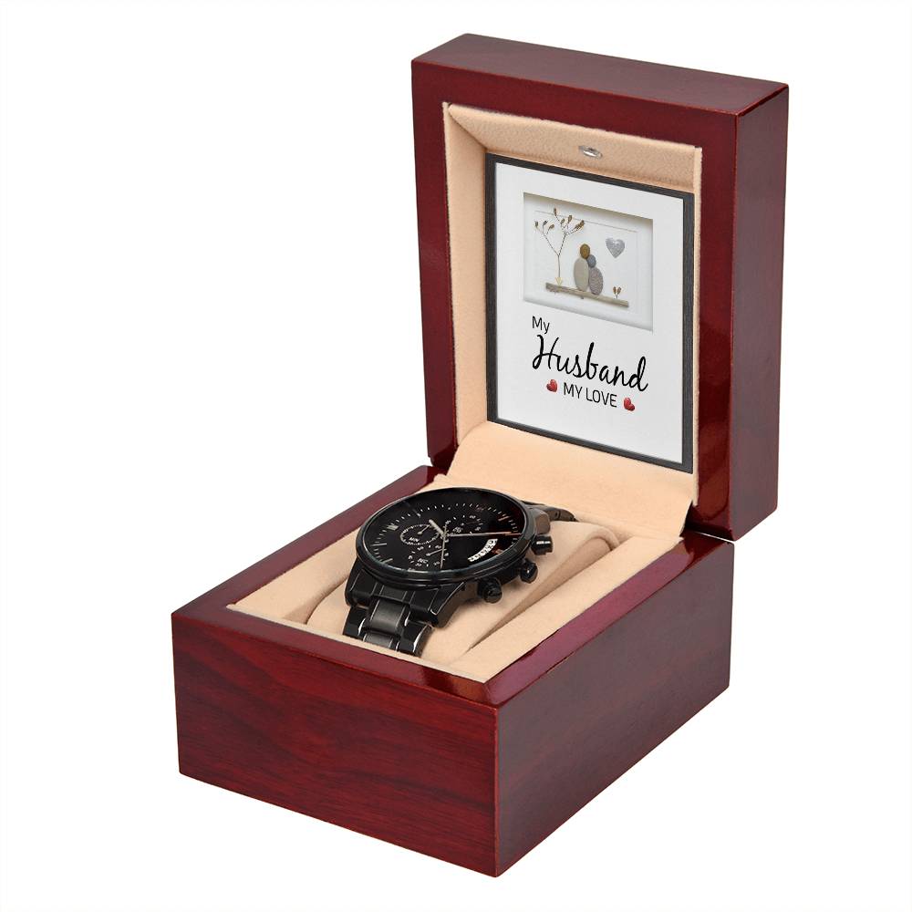 My Husband My Love - Black Chronograph Watch - Fallon Gifts