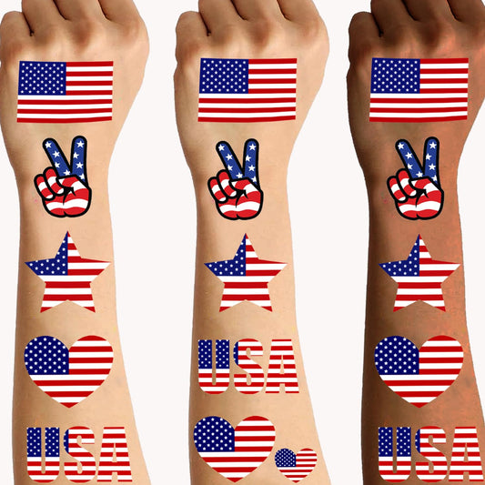 102 PCS American Flag Temporary Tattoos 6 Sheets July 4 Temporary Tattoos USA Flag Tattoos USA Tattoos Red White and Blue Party Supplies USA Flag for 4th of July Memorial Day Labor Day - Fallon Gifts