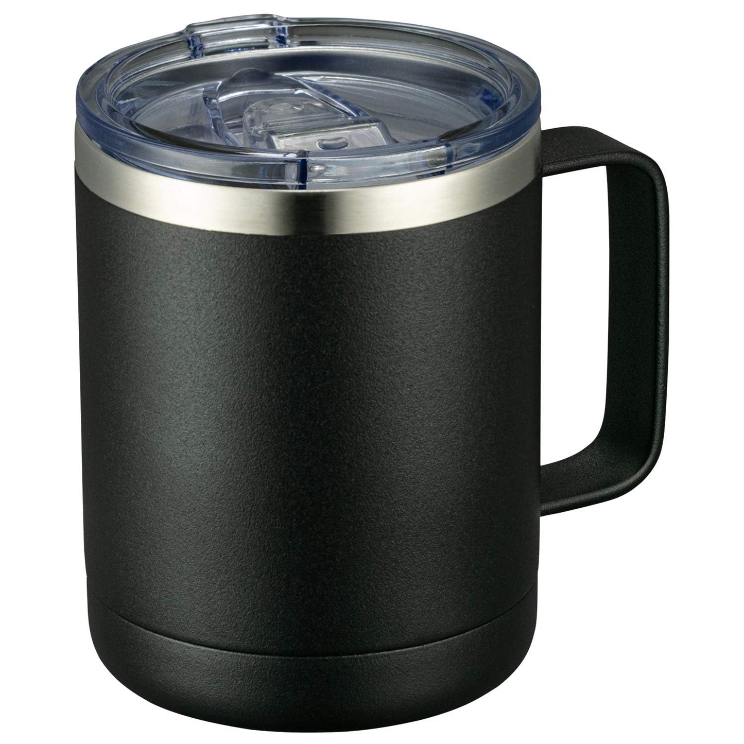 MEWAY 12oz Coffee Mug With Handle and Sliding LidStainless Steel Travel Tumbler Cup with HandleDouble Wall Vacuum Insulated Camping Cup for Hot & Cold Drinks Tea (BlackSet of 1
