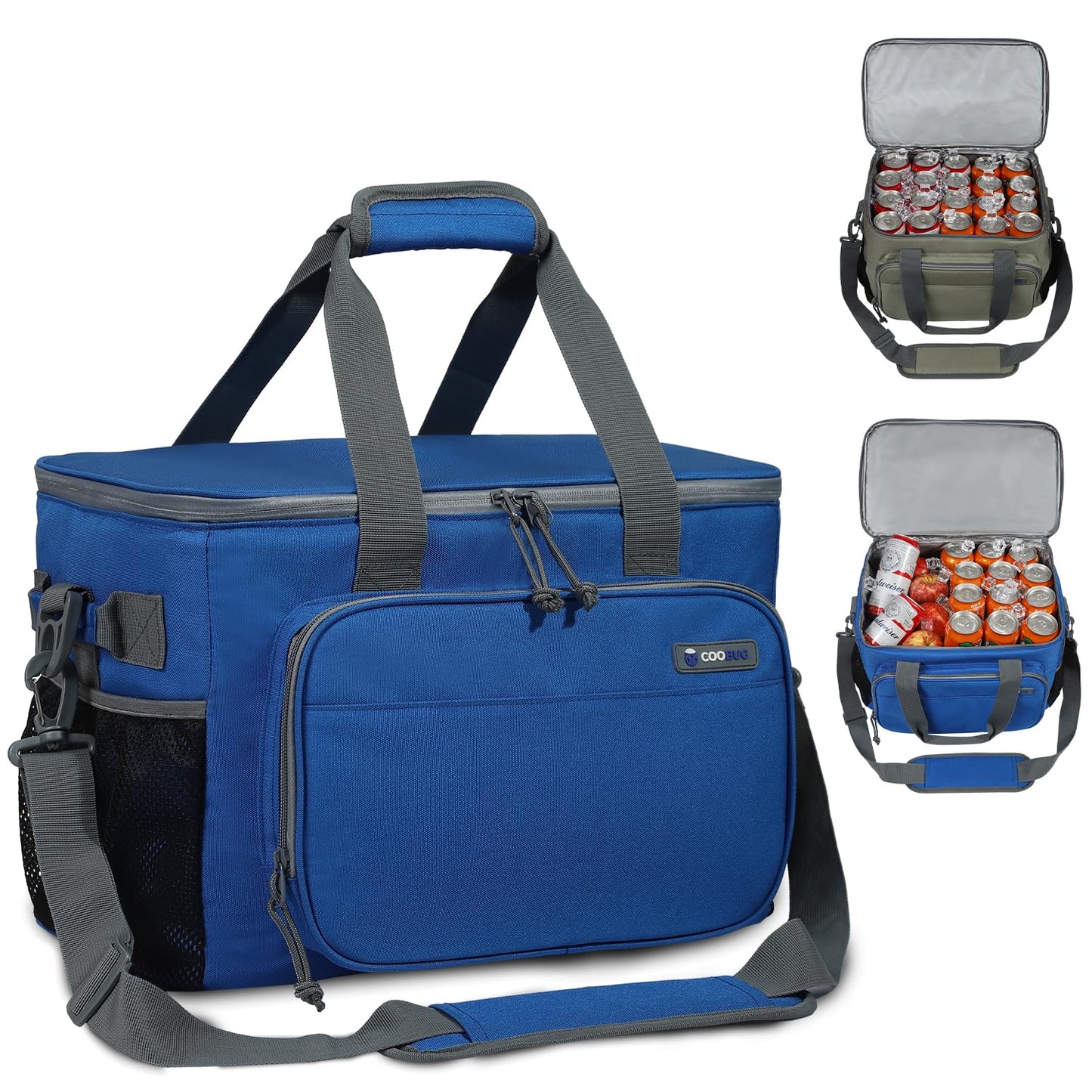 COOBUG Large Cooler Bag 40-Can Capacity - Portable Soft Cooler Bags Insulated for Travel Leakproof Collapsible Coolers for Picnic Beach Camping & Road Trips Food & Drinks Travel Cooler Bag - Blue