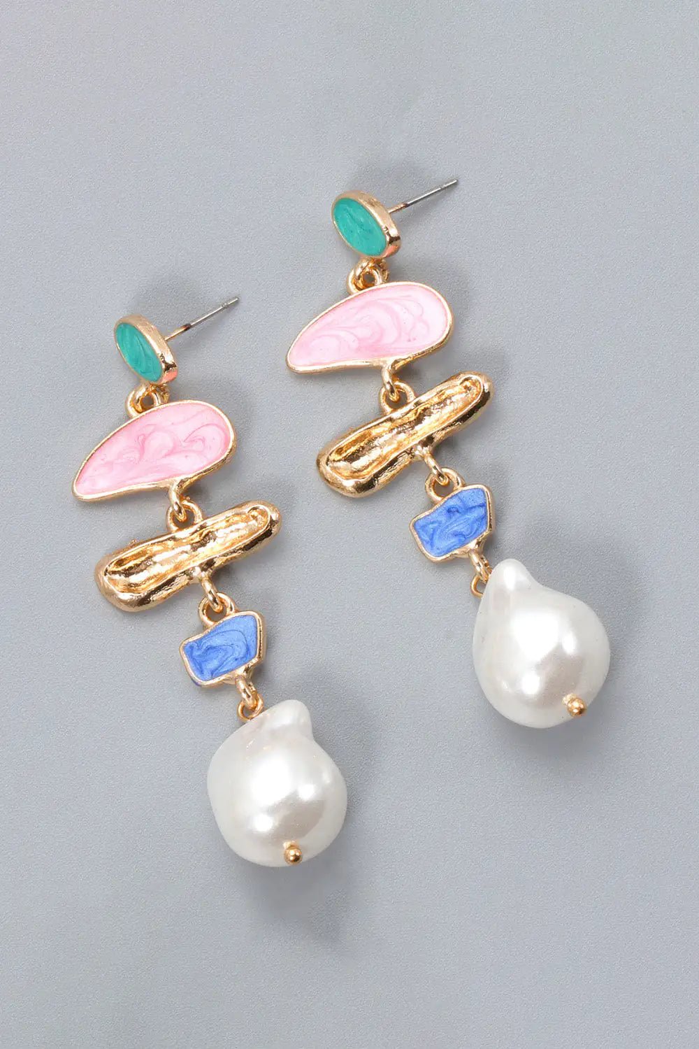 Abnormal Shape Zinc Alloy Synthetic Pearl Dangle Earrings - Fallon Gifts
