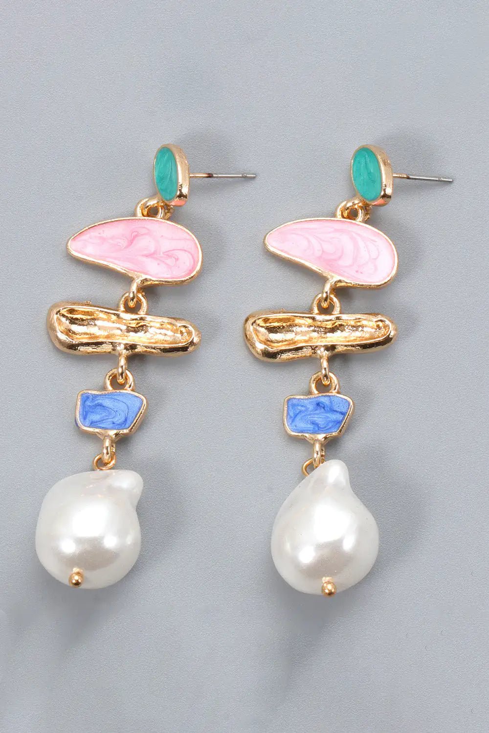Abnormal Shape Zinc Alloy Synthetic Pearl Dangle Earrings - Fallon Gifts