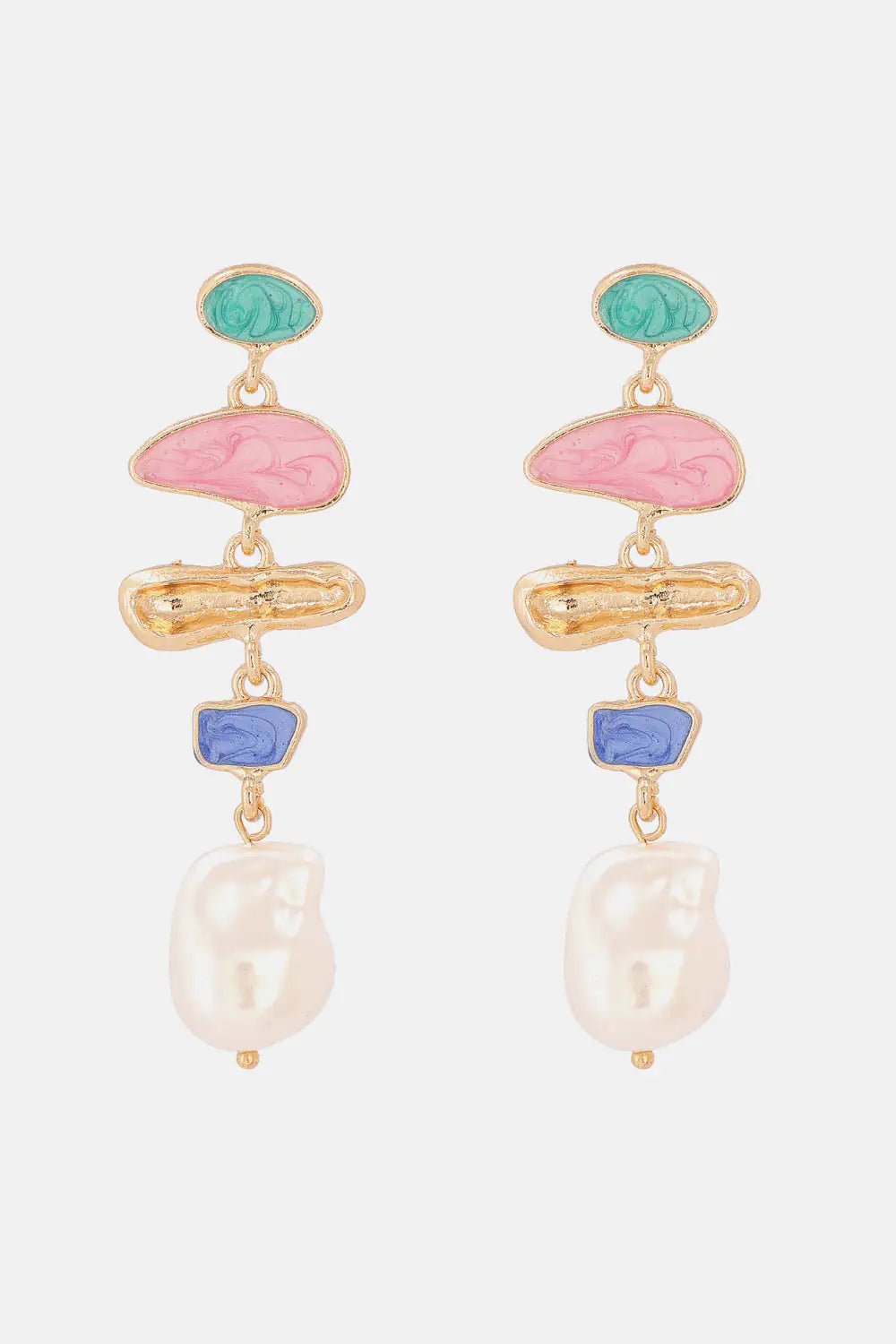 Abnormal Shape Zinc Alloy Synthetic Pearl Dangle Earrings - Fallon Gifts