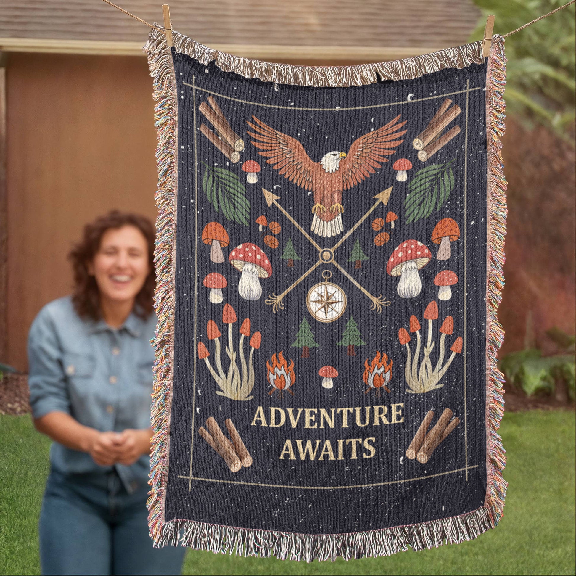 Adventure Awaits - Woven Blanket - Fallon Gifts