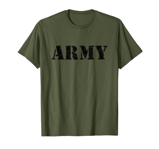 Army T-Shirt | Vintage Military Green Retro Logo Soldier T-Shirt - Fallon Gifts