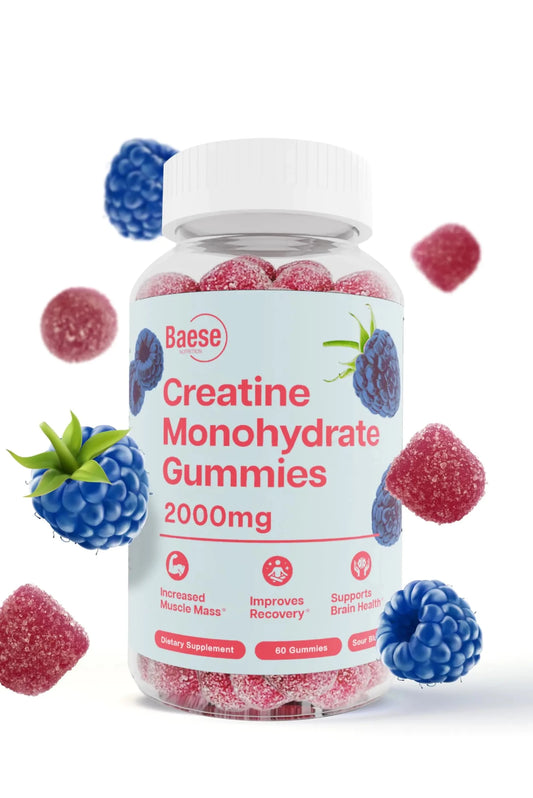 Baese Nutrition Creatine Monohydrate Gummies for Men & Women - High Purity Sour Blue Raspberry - Chewable Creatine Infused Gummy for Muscle Strength & Energy Boost Bioavailable Pre - Workout Supplement - Fallon Gifts