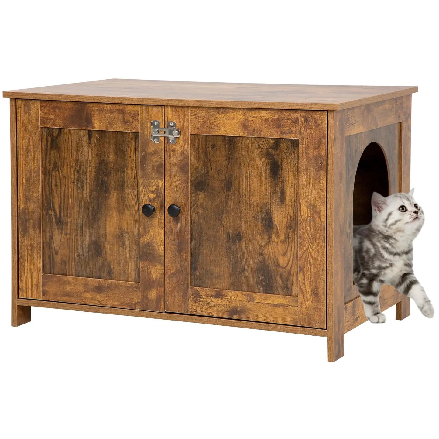 BestPet Cat Litter Box Enclosure Furniture HiddenWooden Cat Washroom Furniture Storage Cabinet Pet Crate House End Table with Removable DividerLarge EnoughFit Most Cats and Litter Box - Fallon Gifts
