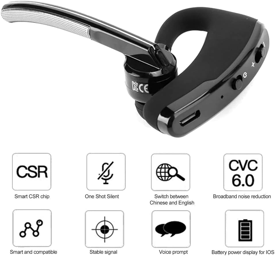 Bluetooth Earpiece Wireless Headset Noise Cancelling Headphones Driver Trucker - Fallon Gifts