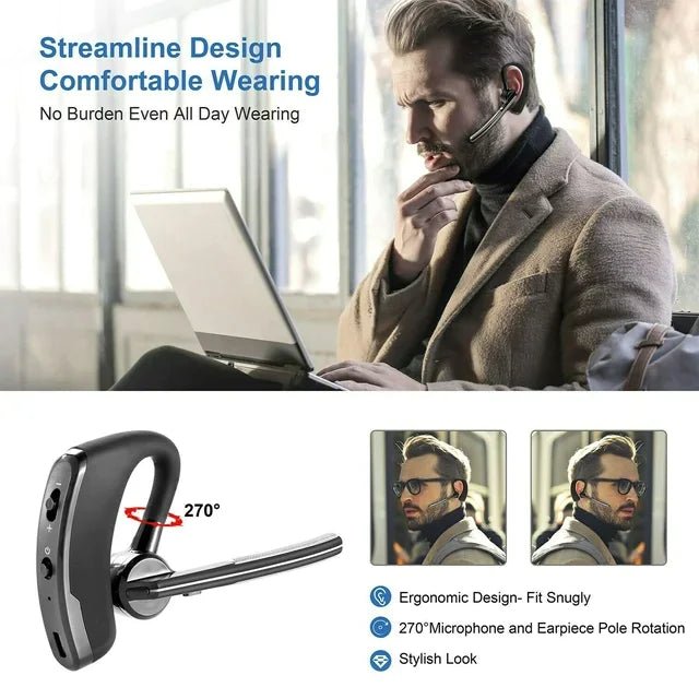 Bluetooth Earpiece Wireless Headset Noise Cancelling Headphones Driver Trucker - Fallon Gifts