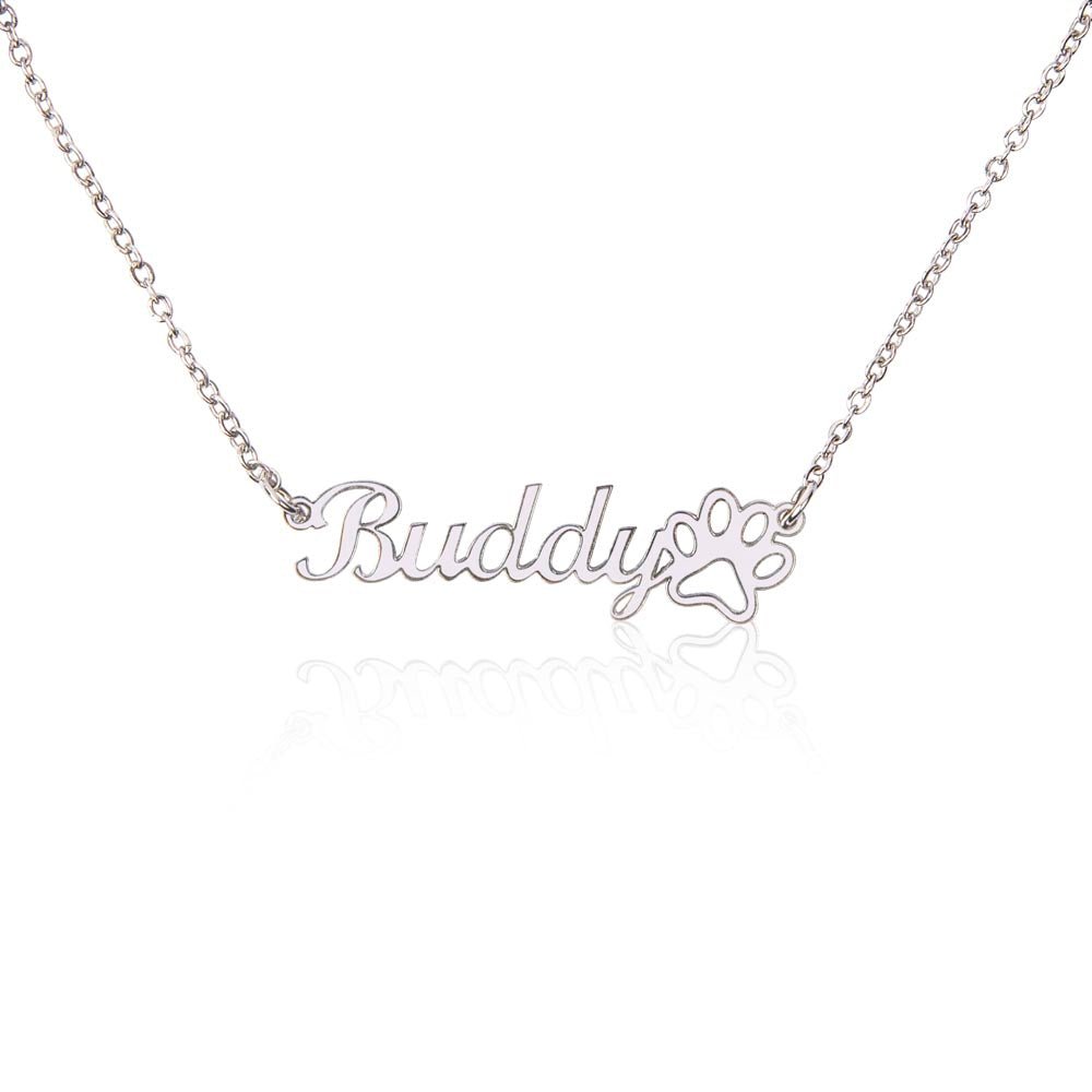 Classic Paw Print Name Necklace - Fallon Gifts