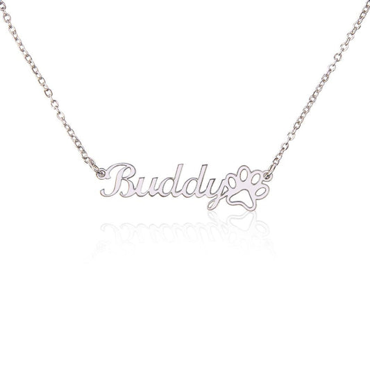 Classic Paw Print Name Necklace - Fallon Gifts