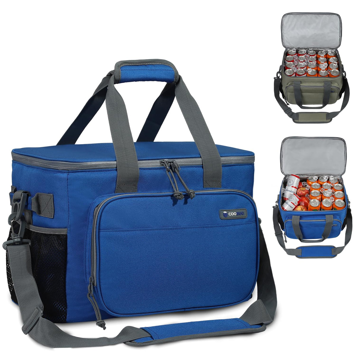 COOBUG Large Cooler Bag 40-Can Capacity - Portable Soft Cooler Bags Insulated for Travel Leakproof Collapsible Coolers for Picnic Beach Camping & Road Trips Food & Drinks Travel Cooler Bag - Blue - Fallon Gifts