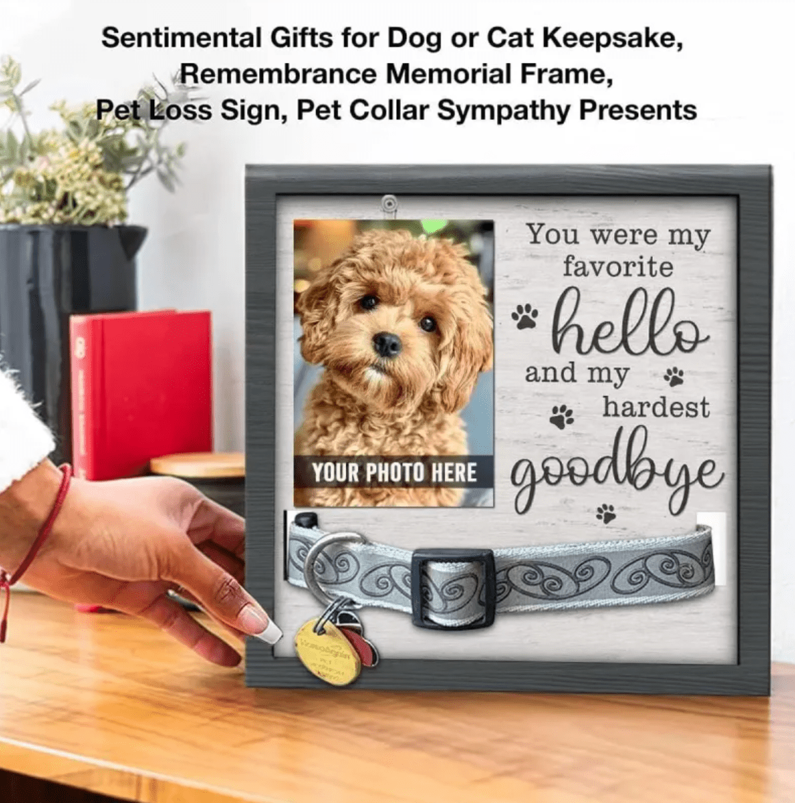 Creative Wooden Pet Commemorative Plaque - Dog Collar & Photo Frame - Fallon Gifts