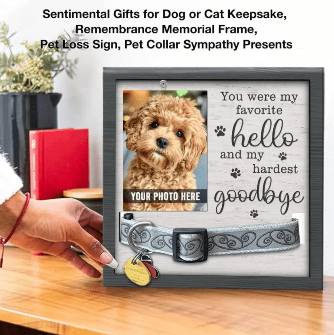 Creative Wooden Pet Commemorative Plaque - Dog Collar & Photo Frame - Fallon Gifts