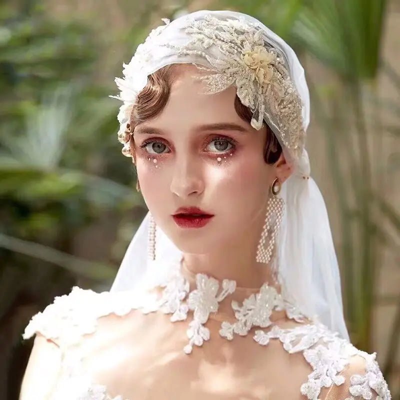 Cute Bride Handcrafted Embroidered Sequin Veil Hat - Fallon Gifts