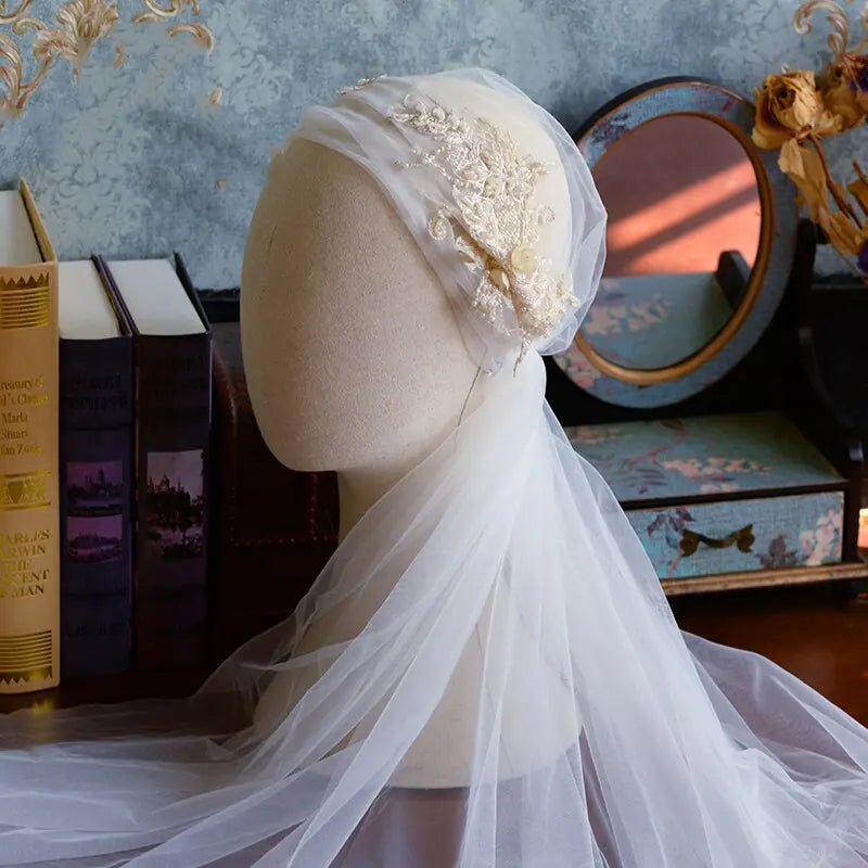 Cute Bride Handcrafted Embroidered Sequin Veil Hat - Fallon Gifts