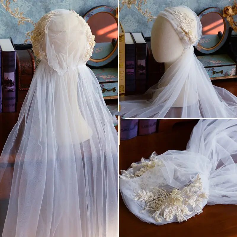 Cute Bride Handcrafted Embroidered Sequin Veil Hat - Fallon Gifts