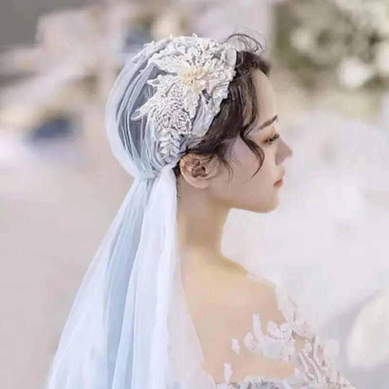 Cute Bride Handcrafted Embroidered Sequin Veil Hat - Fallon Gifts