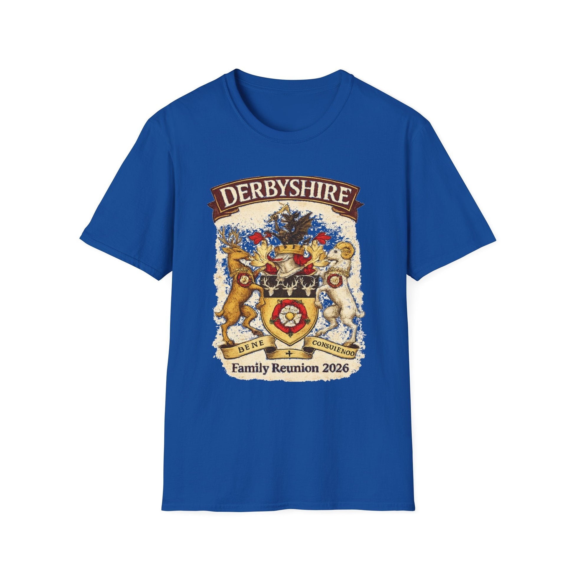 Derbyshire Family Reunion 2026 Crest Design T-Shirt - Fallon Gifts