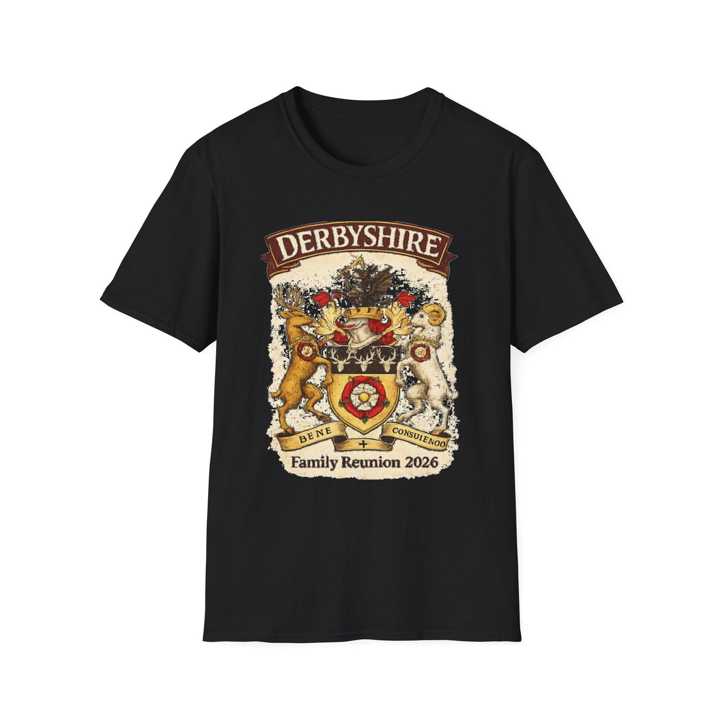 Derbyshire Family Reunion 2026 Crest Design T-Shirt - Fallon Gifts
