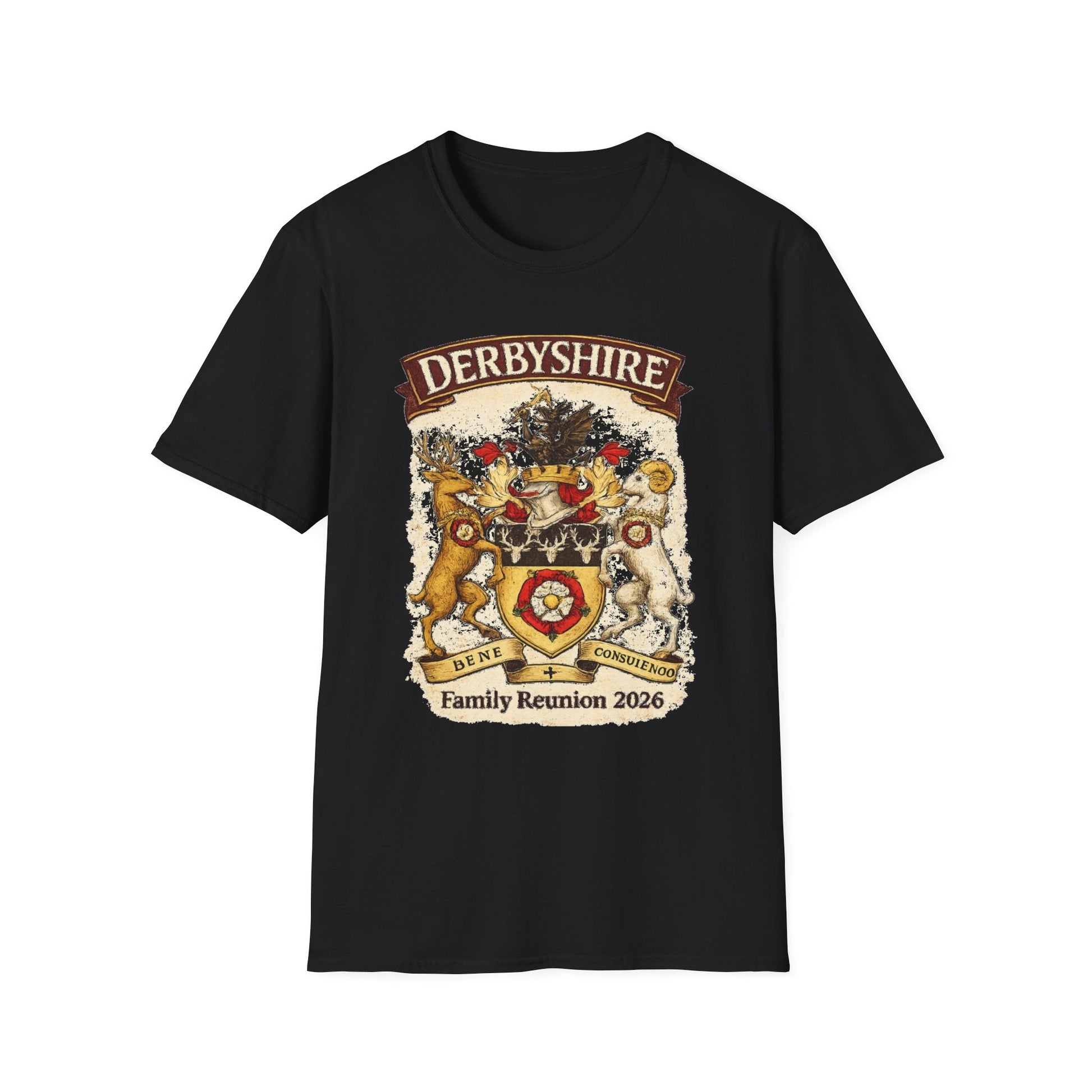 Derbyshire Family Reunion 2026 Crest Design T-Shirt - Fallon Gifts