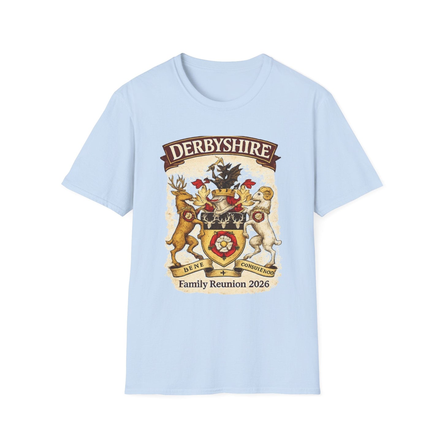 Derbyshire Family Reunion 2026 Crest Design T-Shirt - Fallon Gifts