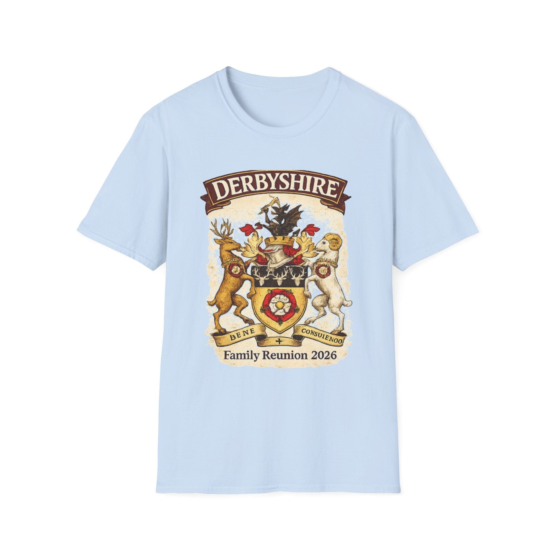 Derbyshire Family Reunion 2026 Crest Design T-Shirt - Fallon Gifts