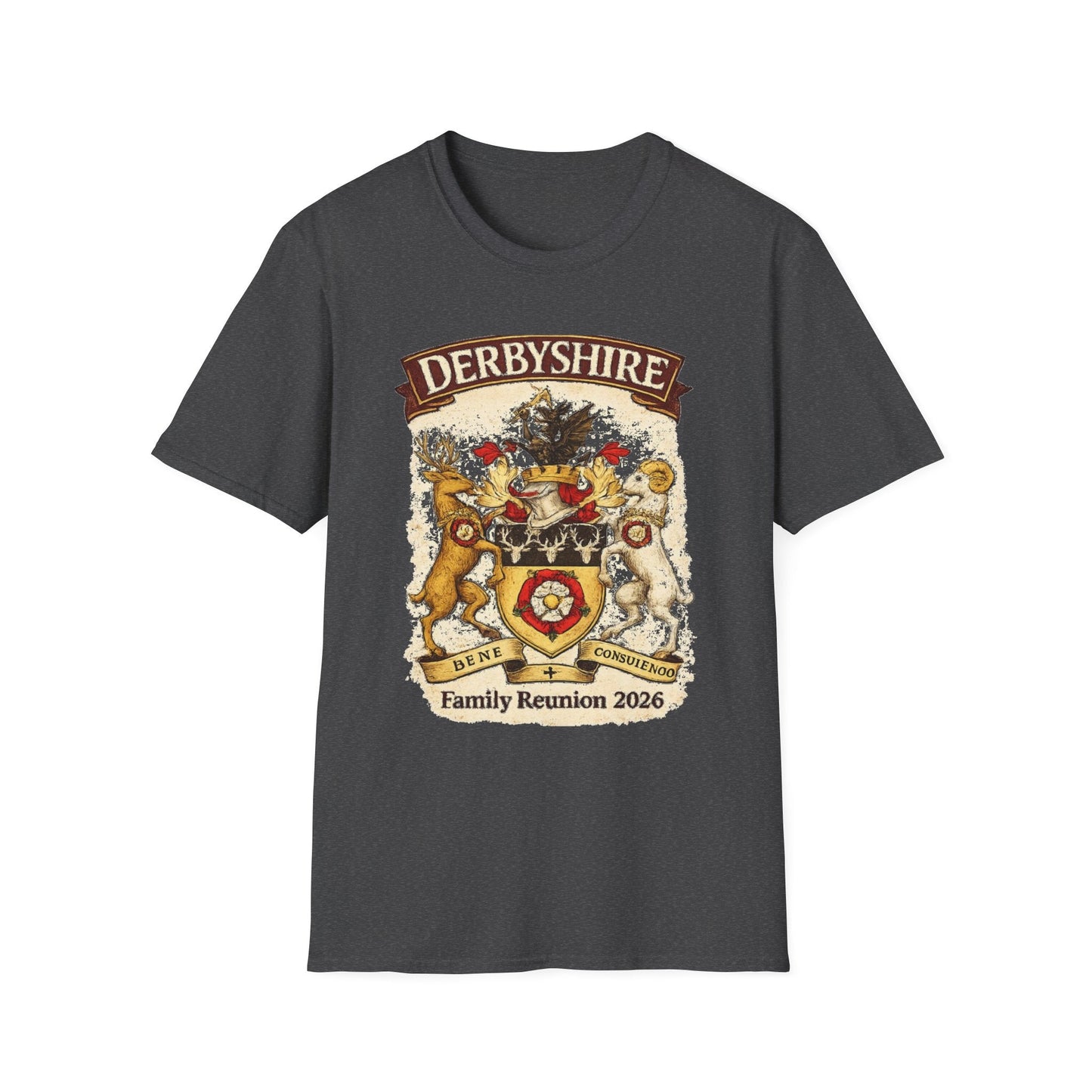 Derbyshire Family Reunion 2026 Crest Design T-Shirt - Fallon Gifts