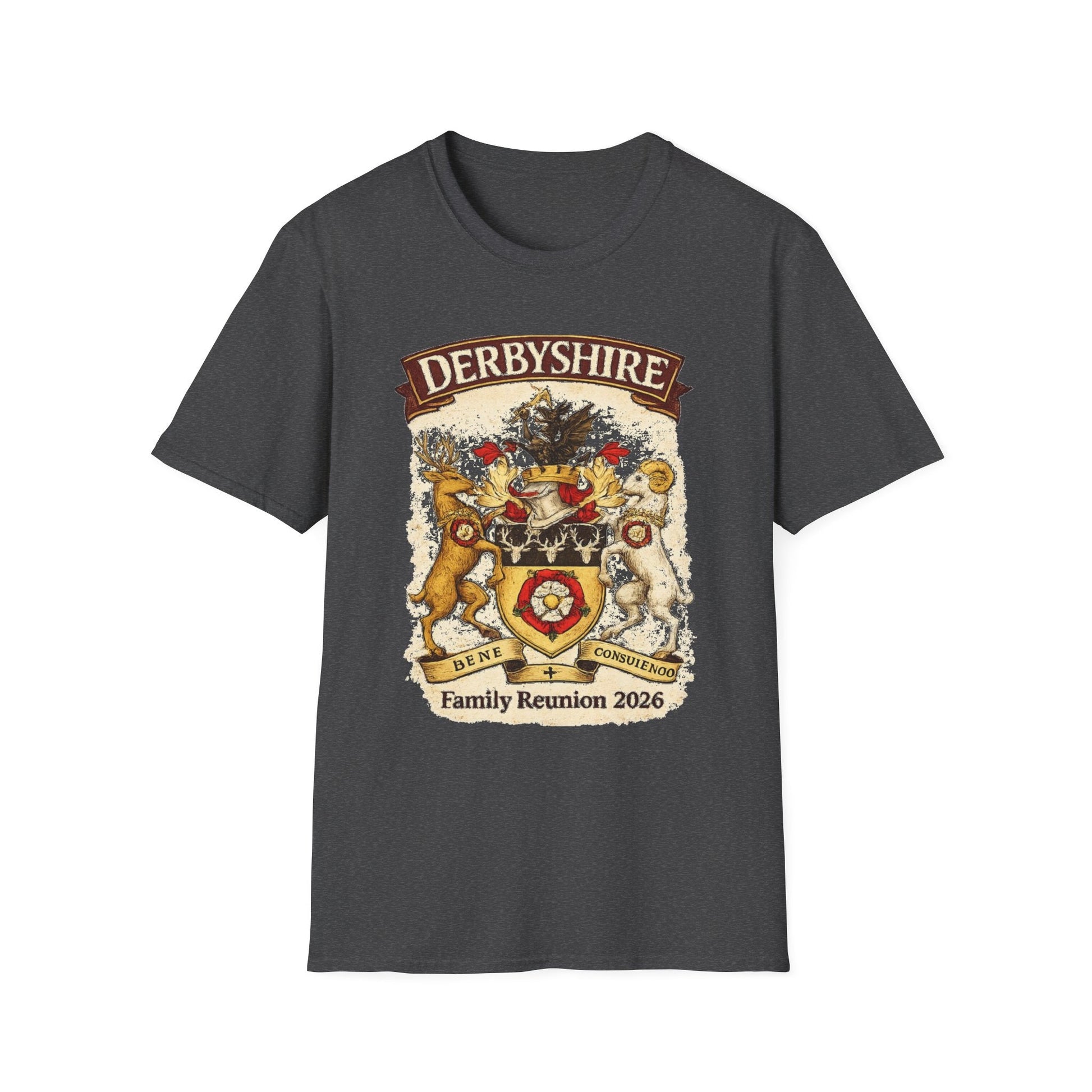 Derbyshire Family Reunion 2026 Crest Design T-Shirt - Fallon Gifts