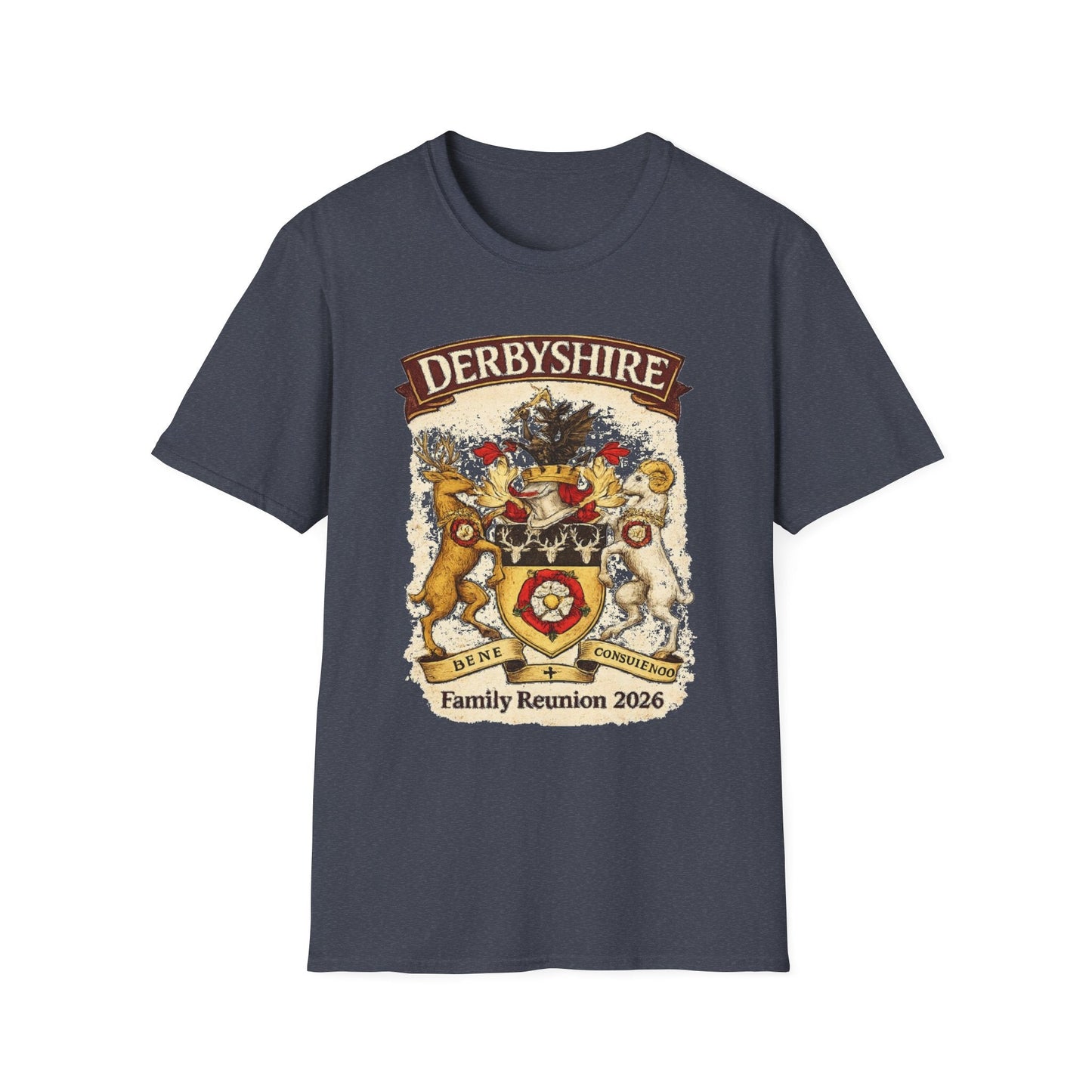 Derbyshire Family Reunion 2026 Crest Design T-Shirt - Fallon Gifts