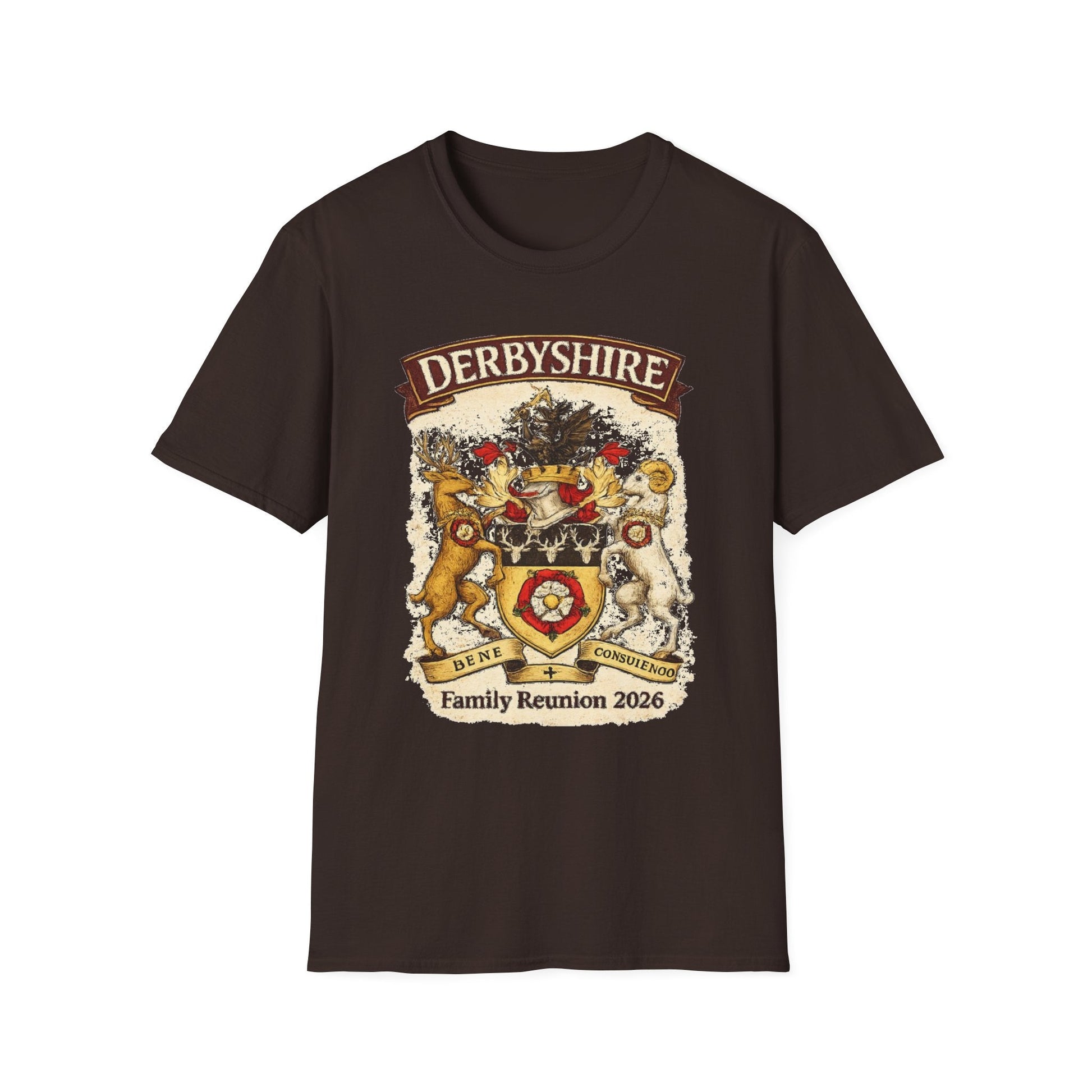 Derbyshire Family Reunion 2026 Crest Design T-Shirt - Fallon Gifts