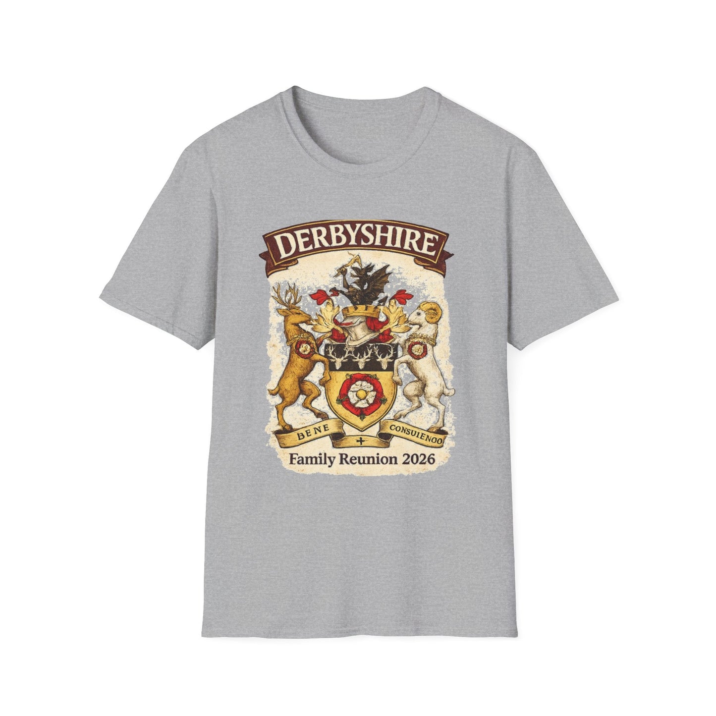 Derbyshire Family Reunion 2026 Crest Design T-Shirt - Fallon Gifts