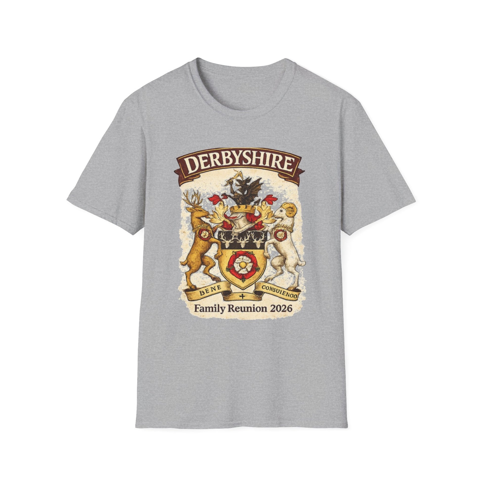 Derbyshire Family Reunion 2026 Crest Design T-Shirt - Fallon Gifts