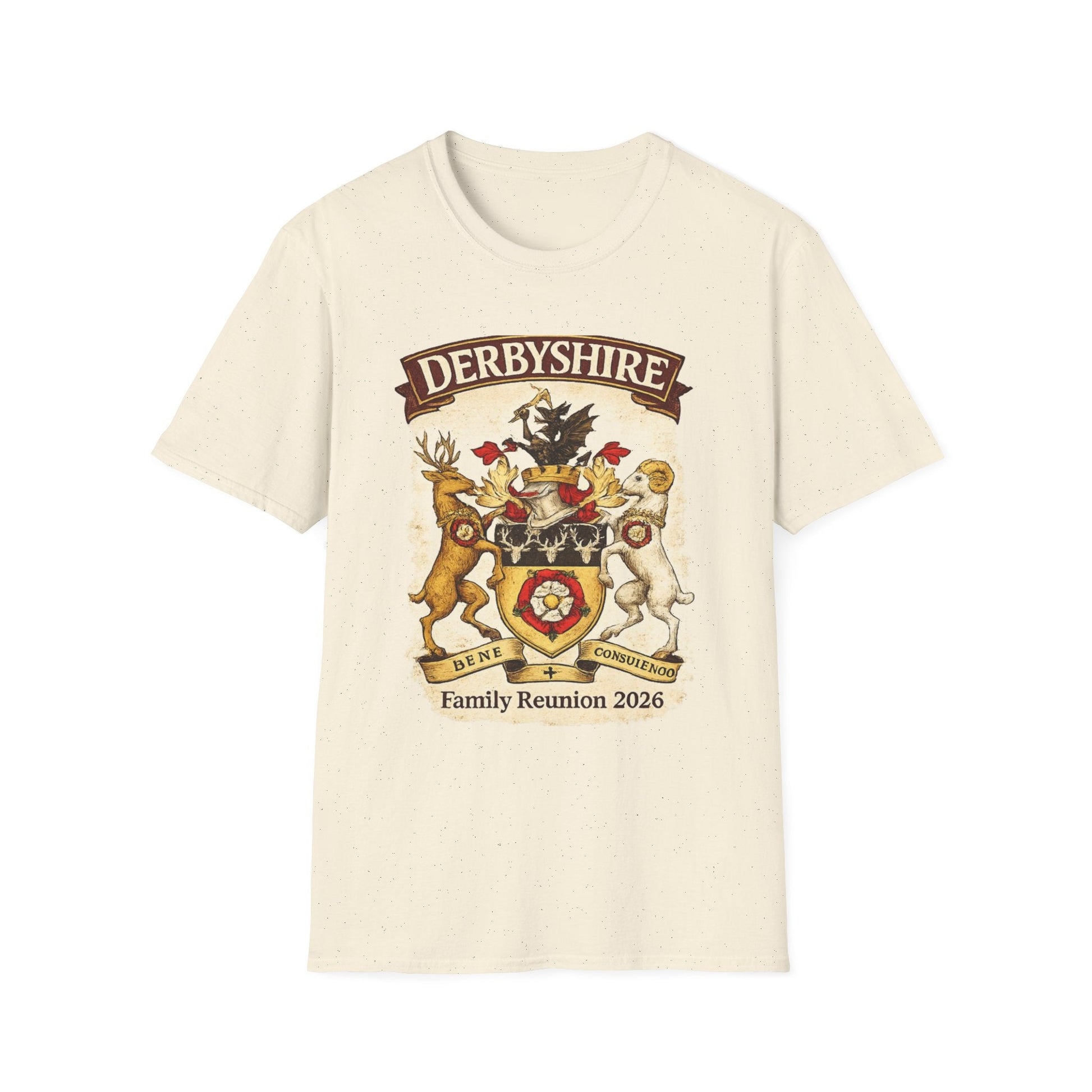 Derbyshire Family Reunion 2026 Crest Design T-Shirt - Fallon Gifts