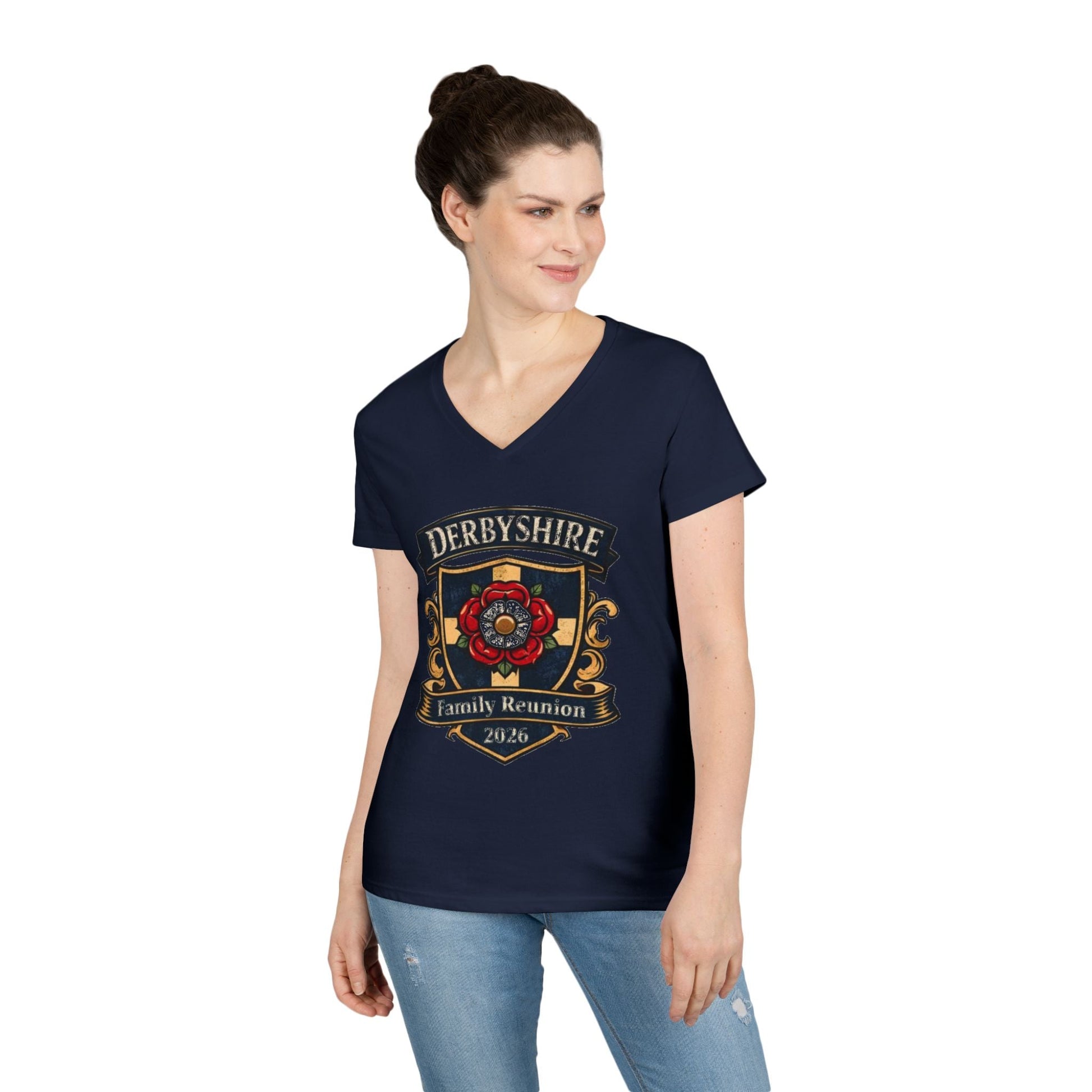 Derbyshire Family Reunion 2026 V - Neck T-Shirt - Fallon Gifts