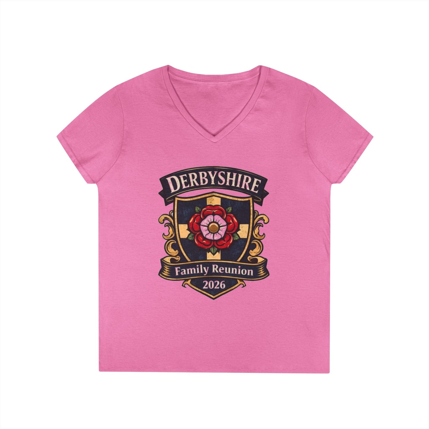 Derbyshire Family Reunion 2026 V - Neck T-Shirt - Fallon Gifts