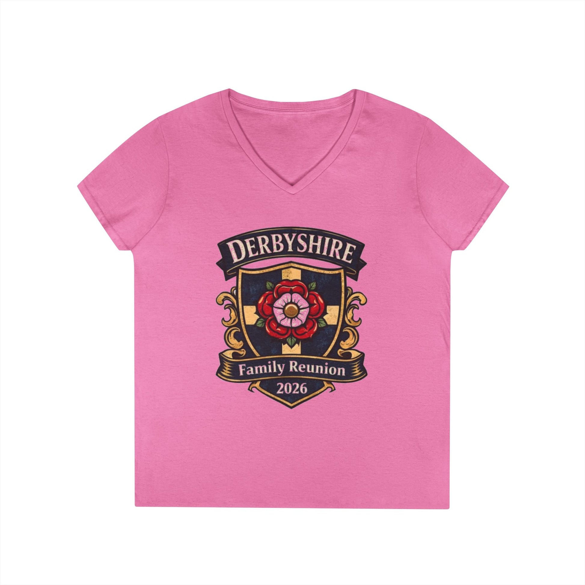Derbyshire Family Reunion 2026 V - Neck T-Shirt - Fallon Gifts