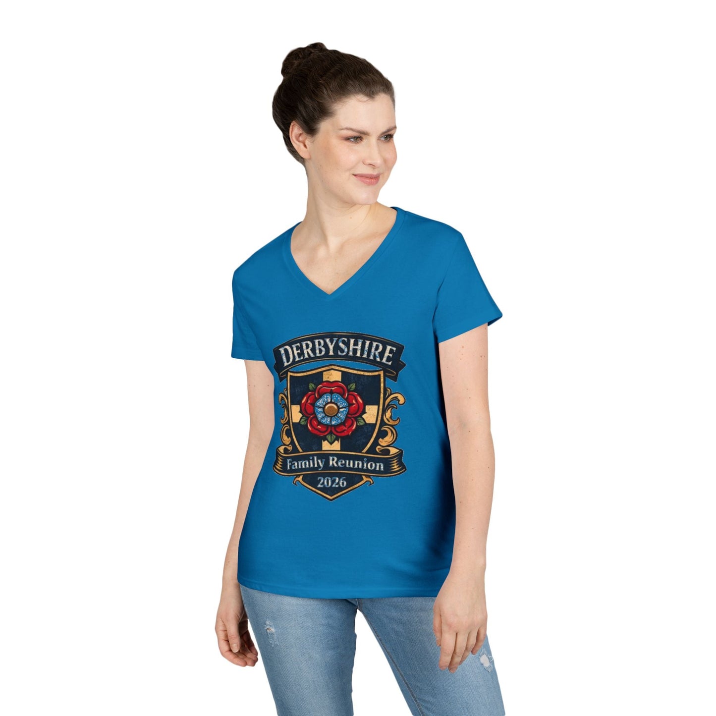 Derbyshire Family Reunion 2026 V - Neck T-Shirt - Fallon Gifts