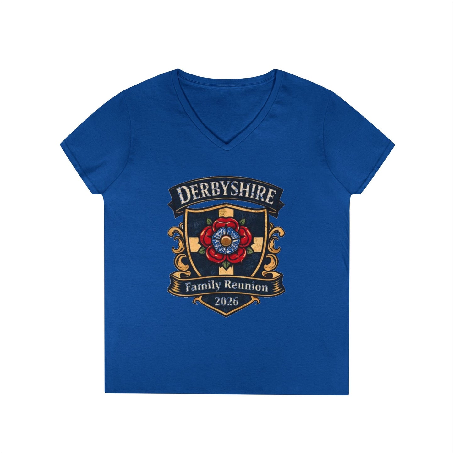 Derbyshire Family Reunion 2026 V - Neck T-Shirt - Fallon Gifts