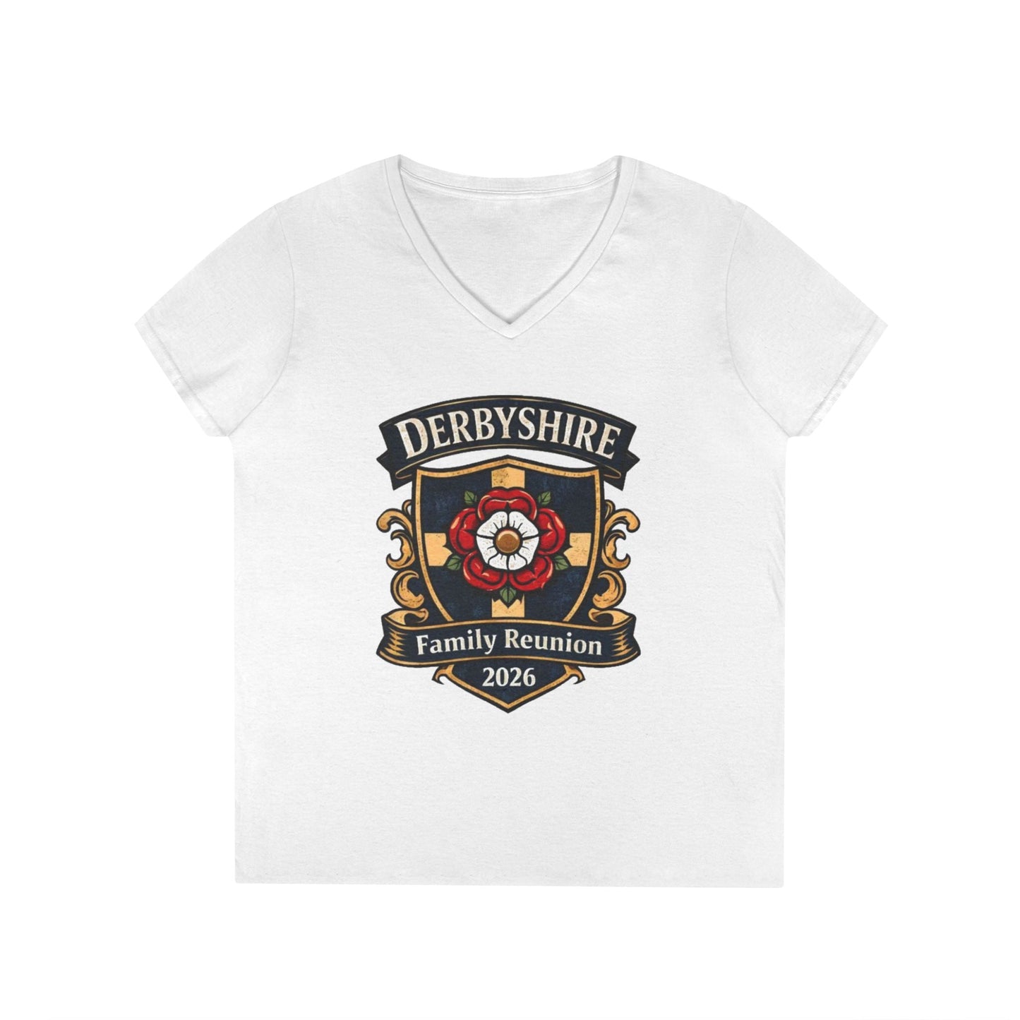 Derbyshire Family Reunion 2026 V - Neck T-Shirt - Fallon Gifts
