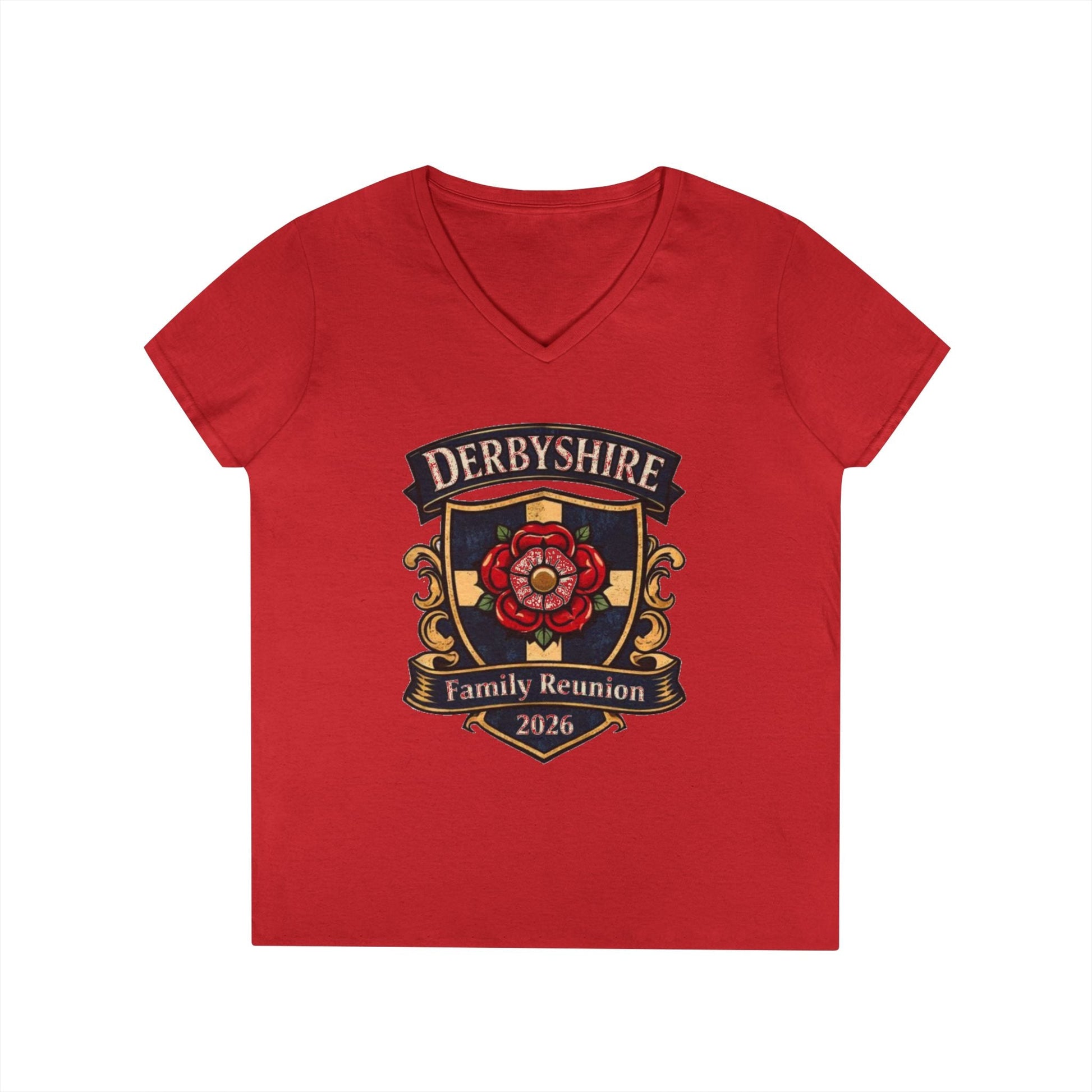 Derbyshire Family Reunion 2026 V - Neck T-Shirt - Fallon Gifts