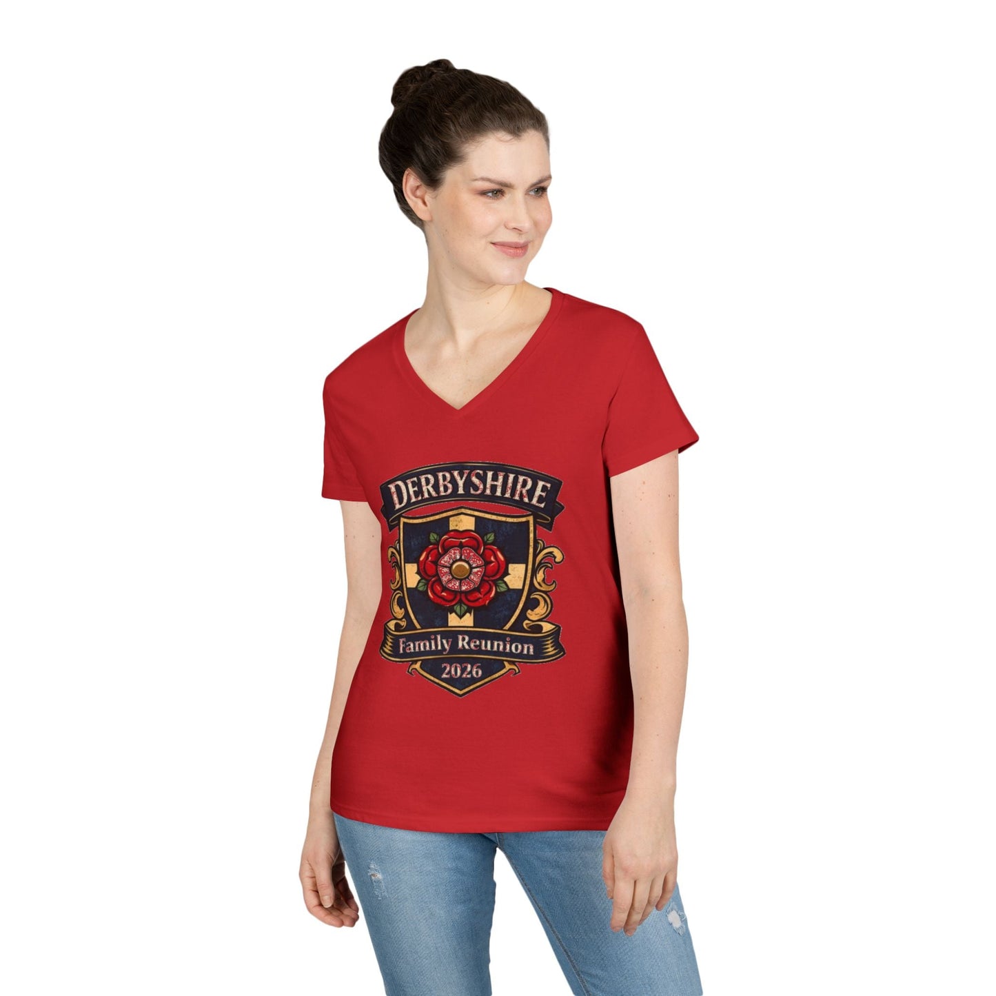 Derbyshire Family Reunion 2026 V - Neck T-Shirt - Fallon Gifts