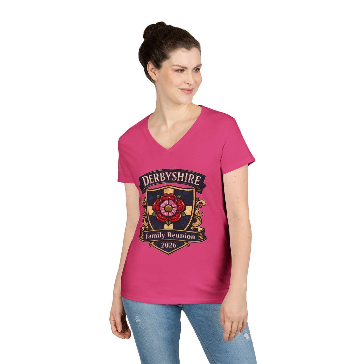 Derbyshire Family Reunion 2026 V - Neck T-Shirt - Fallon Gifts