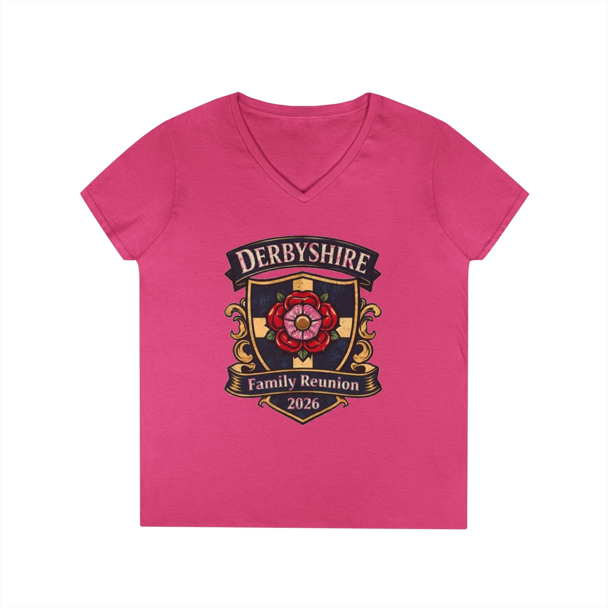 Derbyshire Family Reunion 2026 V - Neck T-Shirt - Fallon Gifts
