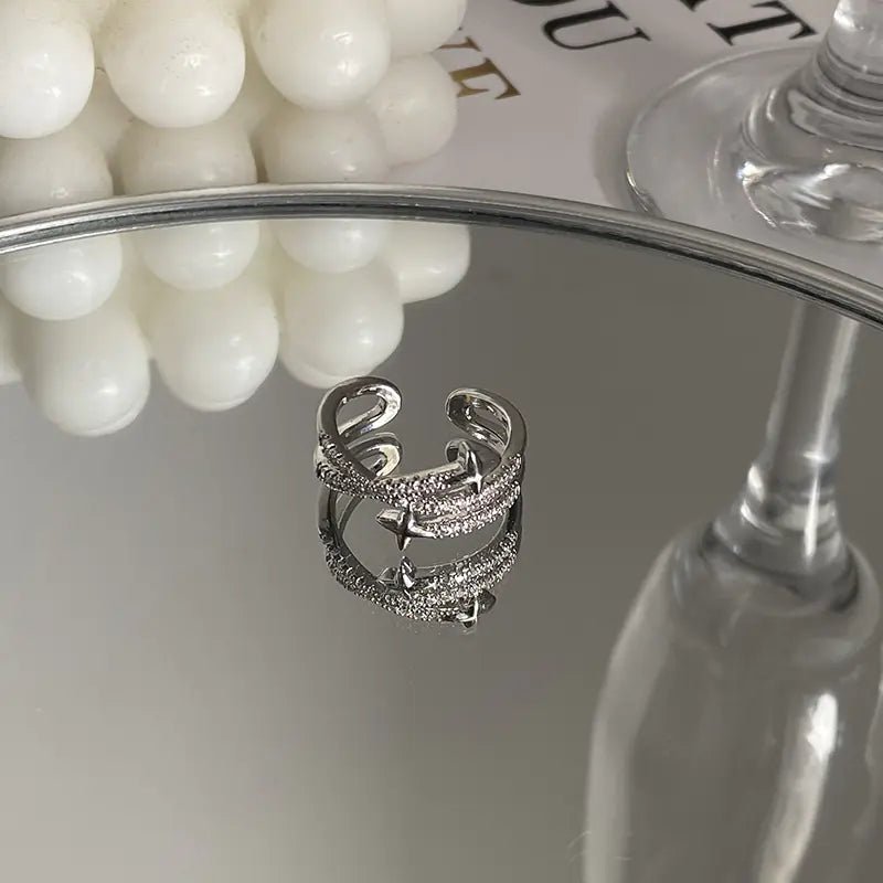Exquisite Zircon Cross Asterism Ring for Women - Fallon Gifts