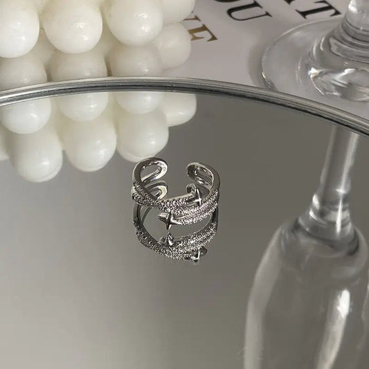 Exquisite Zircon Cross Asterism Ring for Women - Fallon Gifts