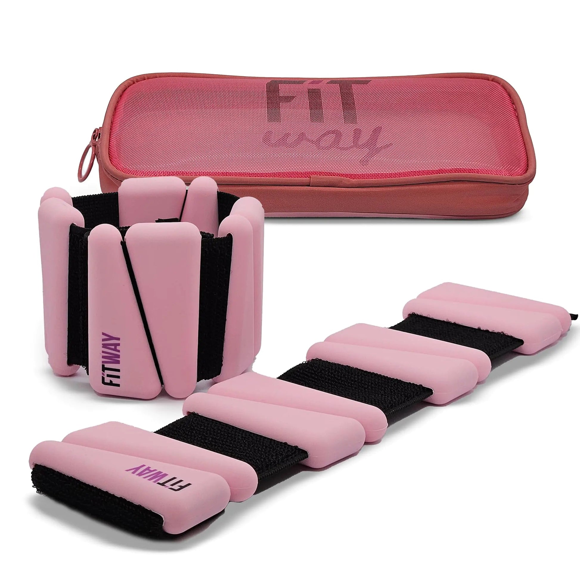 FITWAY | 1 pair 2 lbs | Adjustable Silicone ankle weights | - wrist weights - | ankle weights for women - ankle weights for men | 2lb ankle weights| Suitable for Yoga Dance Pilates | water - resistant silicone (pink) - Fallon Gifts